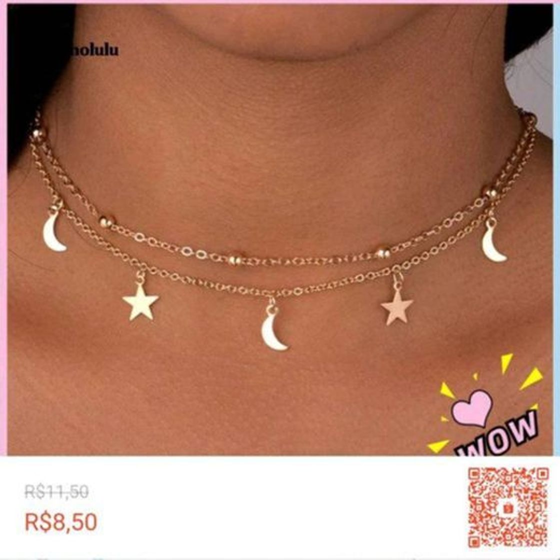 Fashion Colar Dourado Lua e Estrelas Aesthetic — Shopee