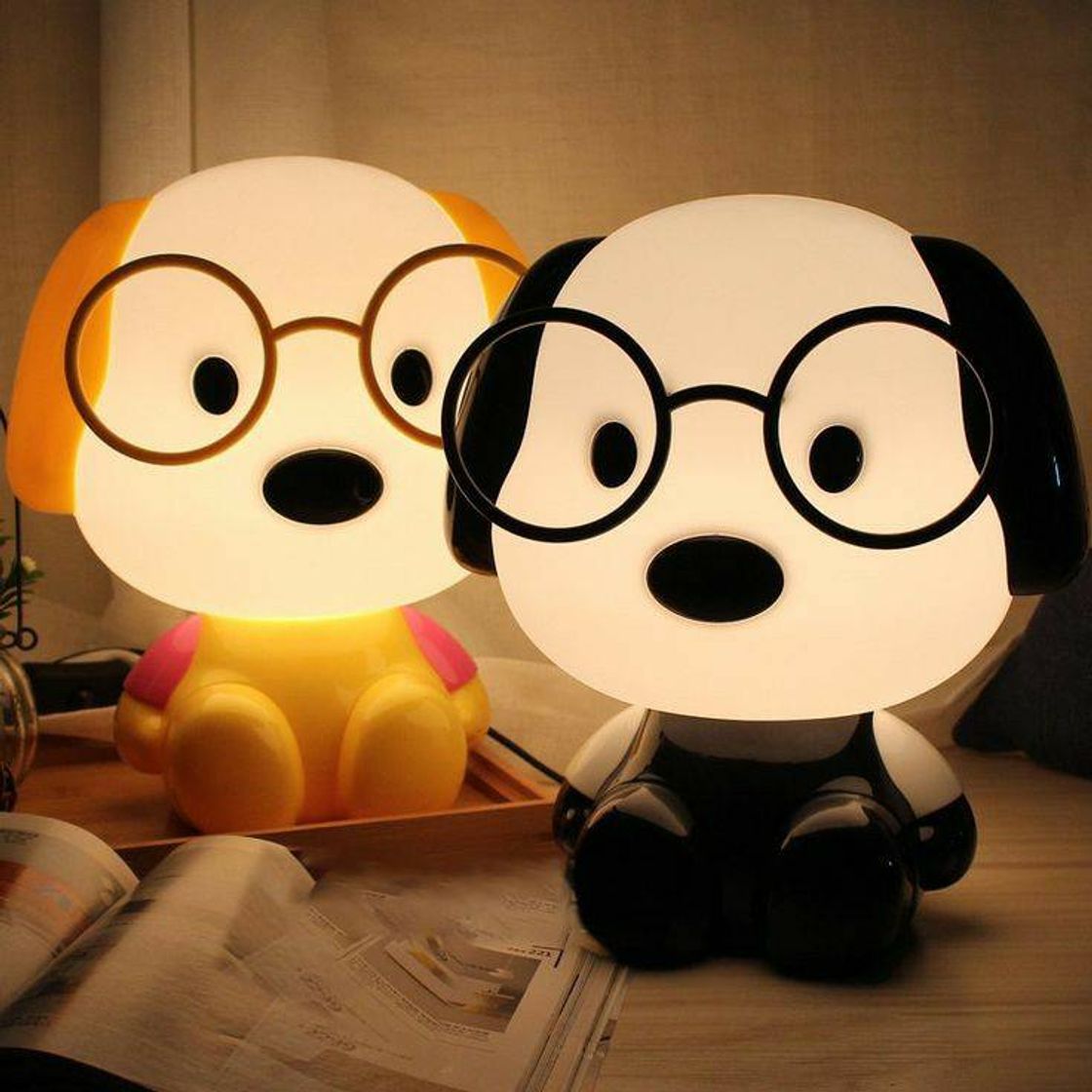 Products Plug Reading Table Lamps Baby Room Glasses Dog Cartoon Anima