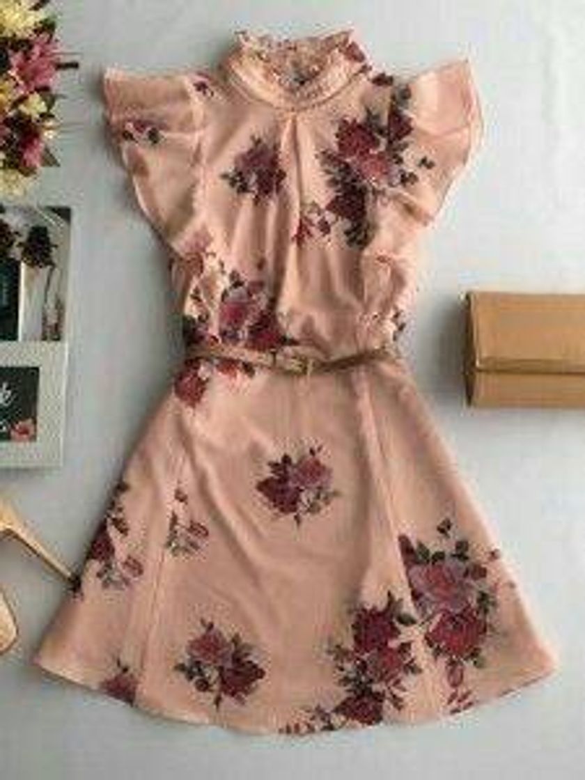 Moda 👗Vestido rosa florado🌹