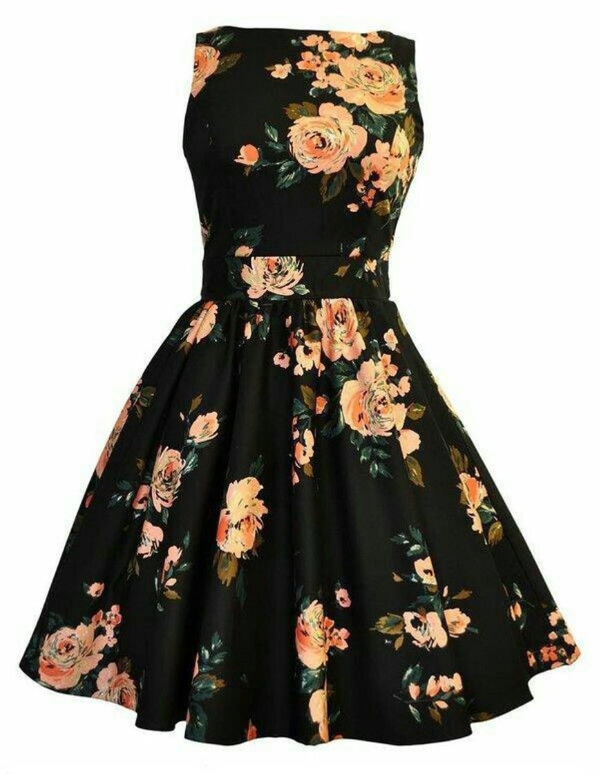 Moda 👗Vestido preto florado🌹