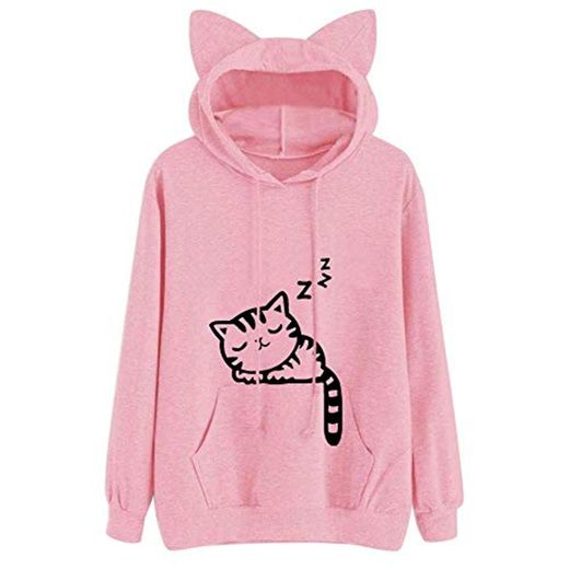 Generic Brands 2020 Nuevo Harajuku Sudadera con Capucha para Mujer Sudadera con Capucha Kawaii   Winter Cat Pattern Sudaderas con Capucha de Manga Larga