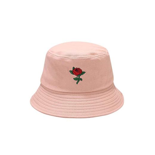 riou Sombrero de Pescador Unisex Protector Solar Gorra de Flores Rosa Bucket Hat Al Aire Libre Visera para Senderismo Camping y Playa