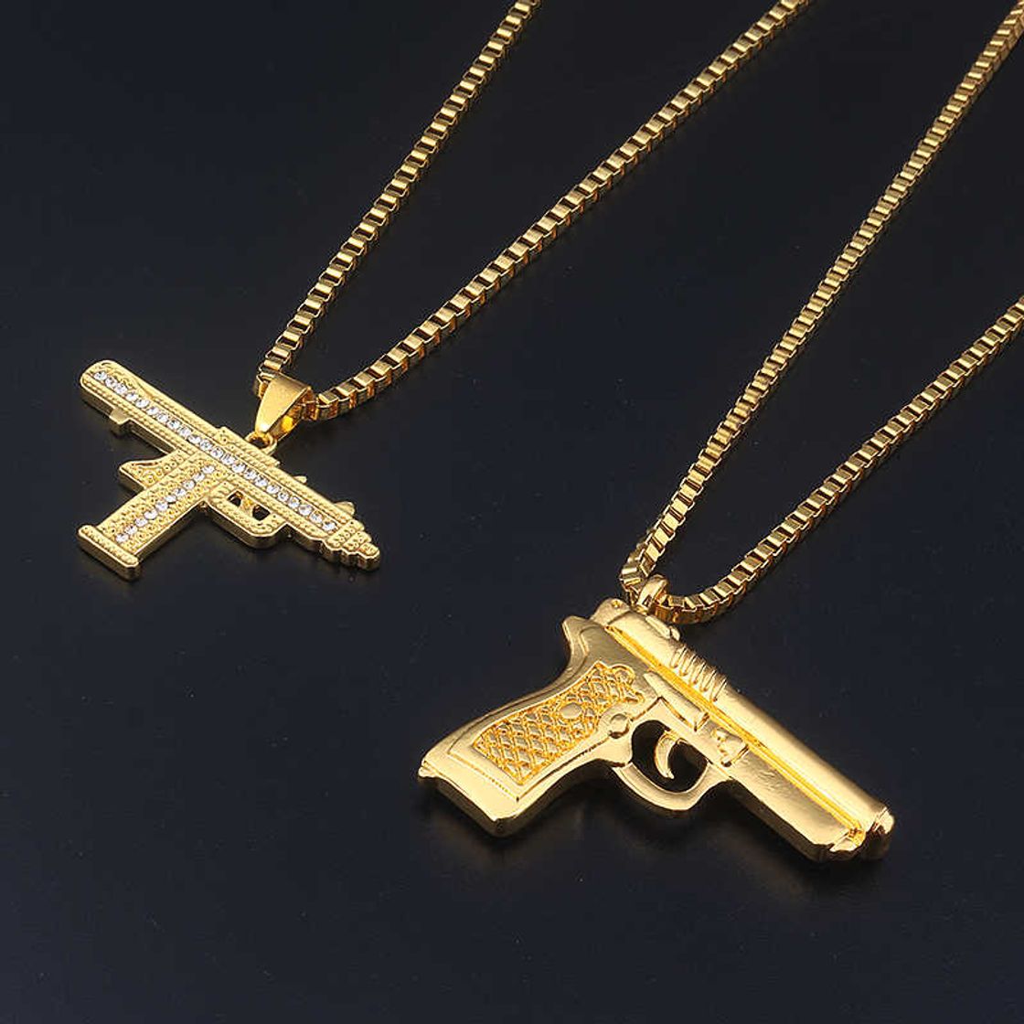 Fashion MZYSM Charm Pistol Uzi Gun Shaped Pendant Punk Tommy Gun Army Style Collar de Cadena Masculina para Hombres Corrente Masculina Joyas Regalos