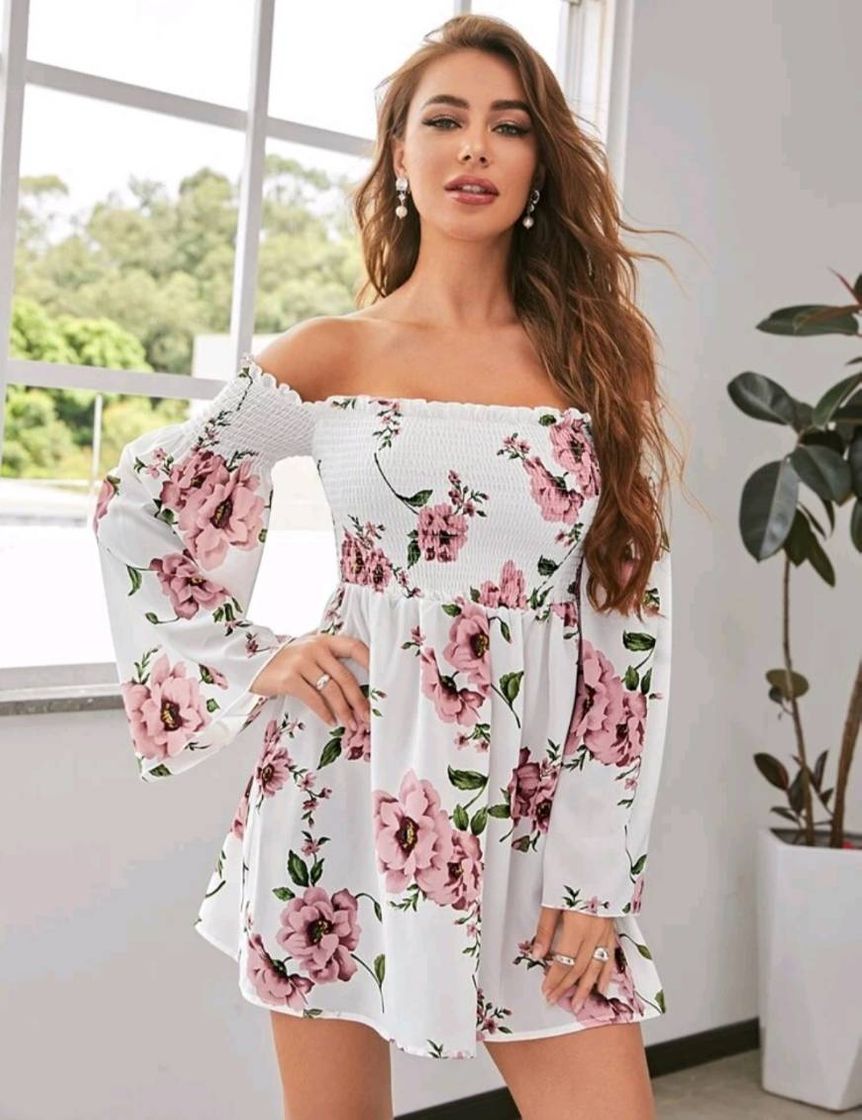 Fashion Vestido branco floral