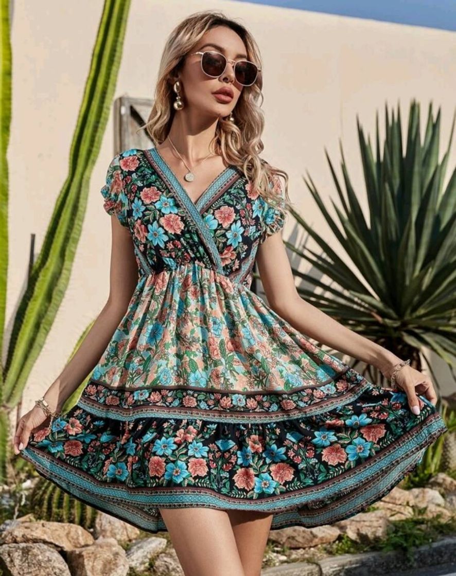 Fashion Vestido multicolorido floral