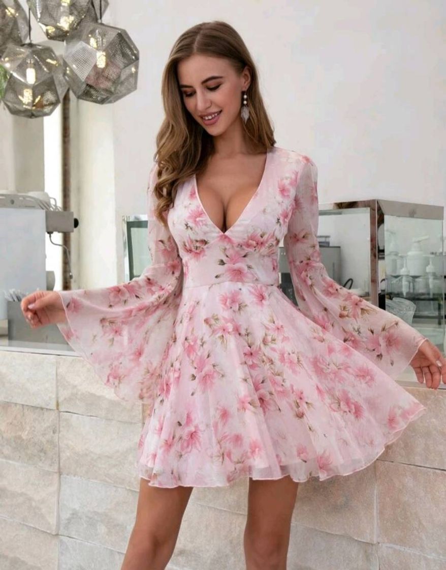 Moda Vestido rosa floral