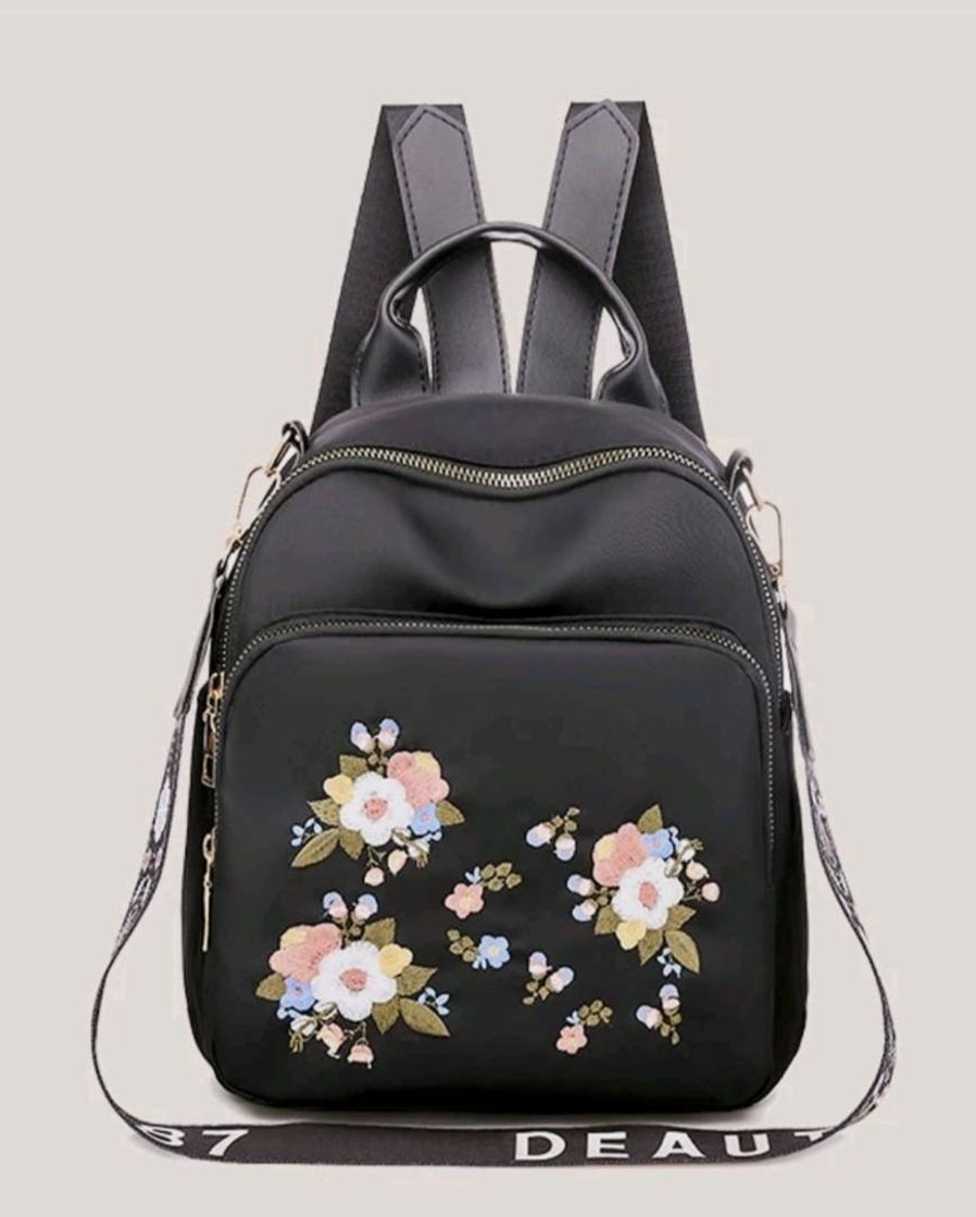 Fashion Mochila preta floral