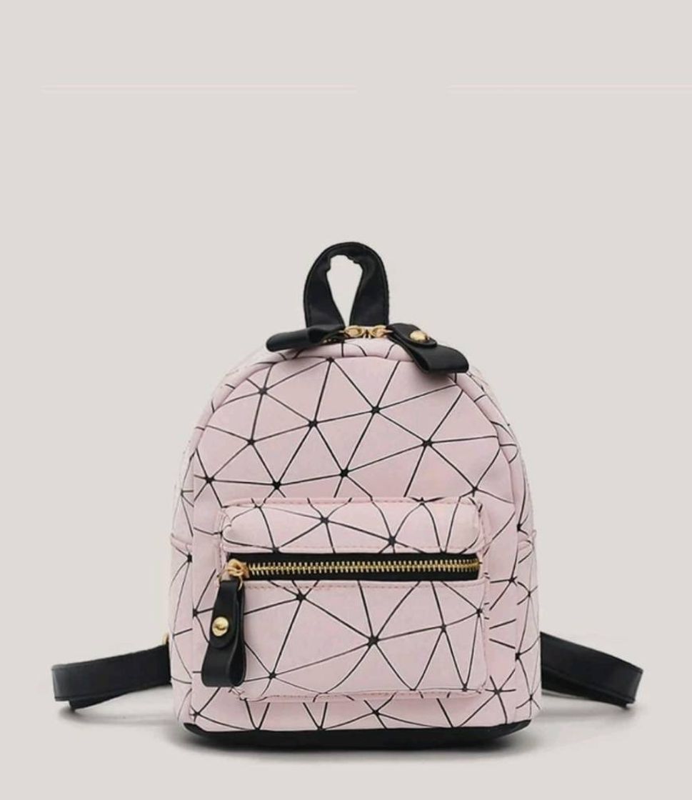 Moda Mochila rosa estampa geométrica