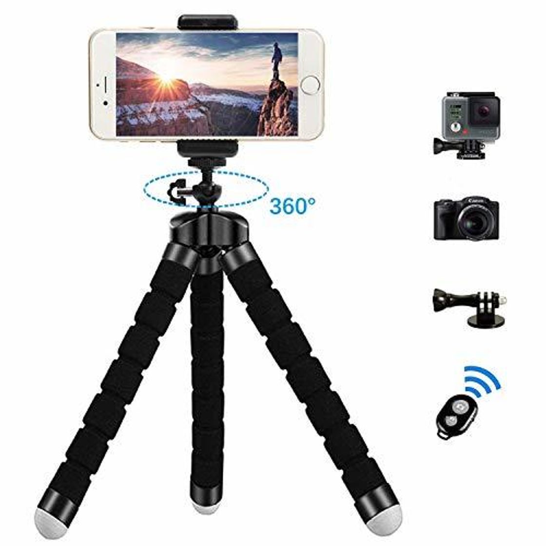 Social Zommuei - Mini Trípode, Móvil Flexible con Bluetooth Control Remoto y Adaptador