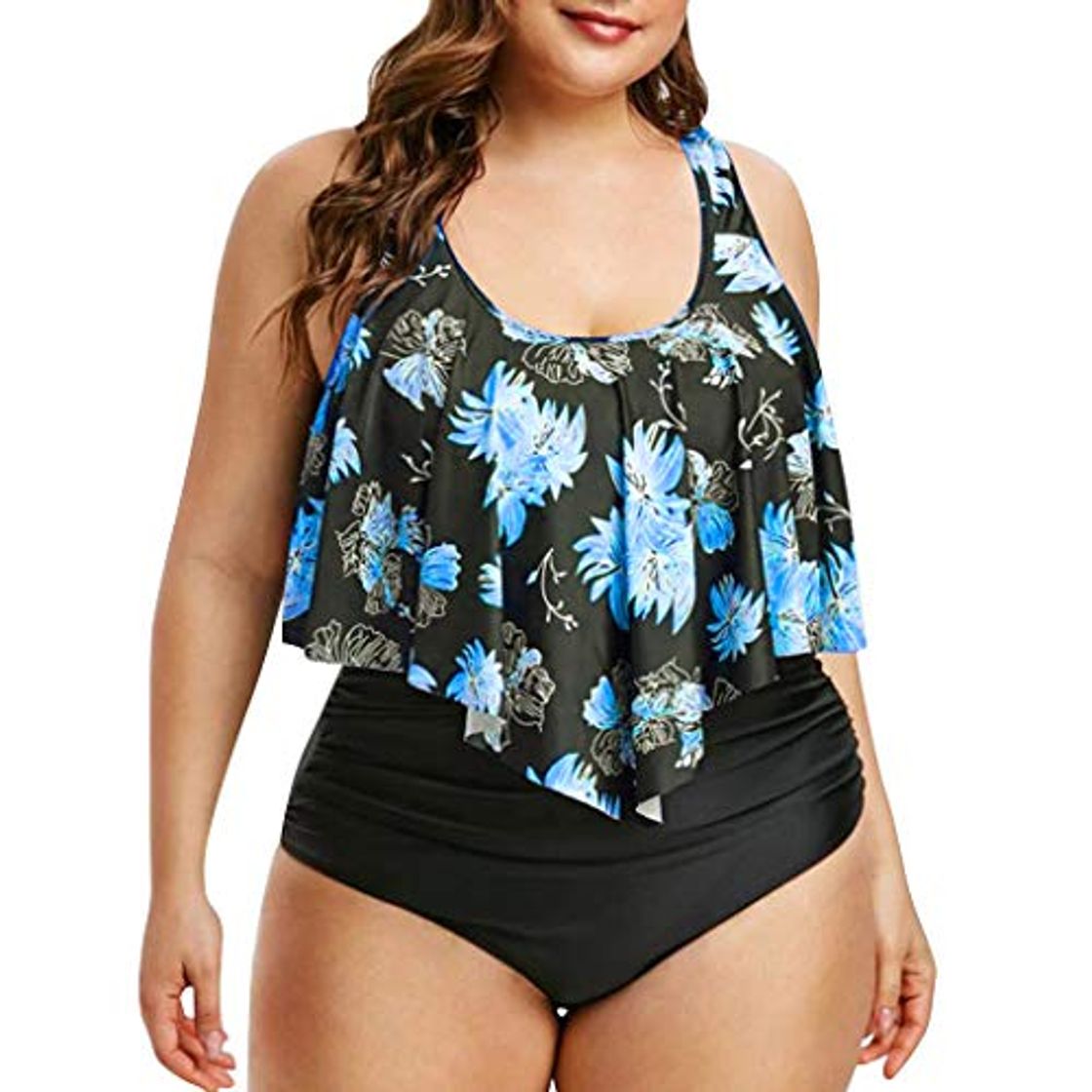 Moda KEERADS Bikini Tankini de mujer Plus Size Floral Swimsuit Retro Vintage cintura