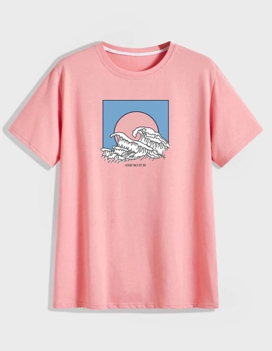 Ondas do mar masculino e camiseta com slogan.