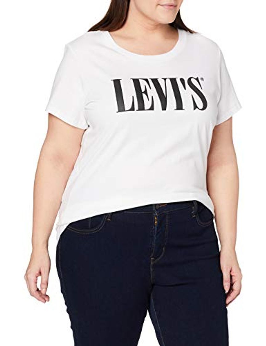 Moda Levi's Plus Size tee Camiseta, Blanco (Pl 90's Serif T2 White