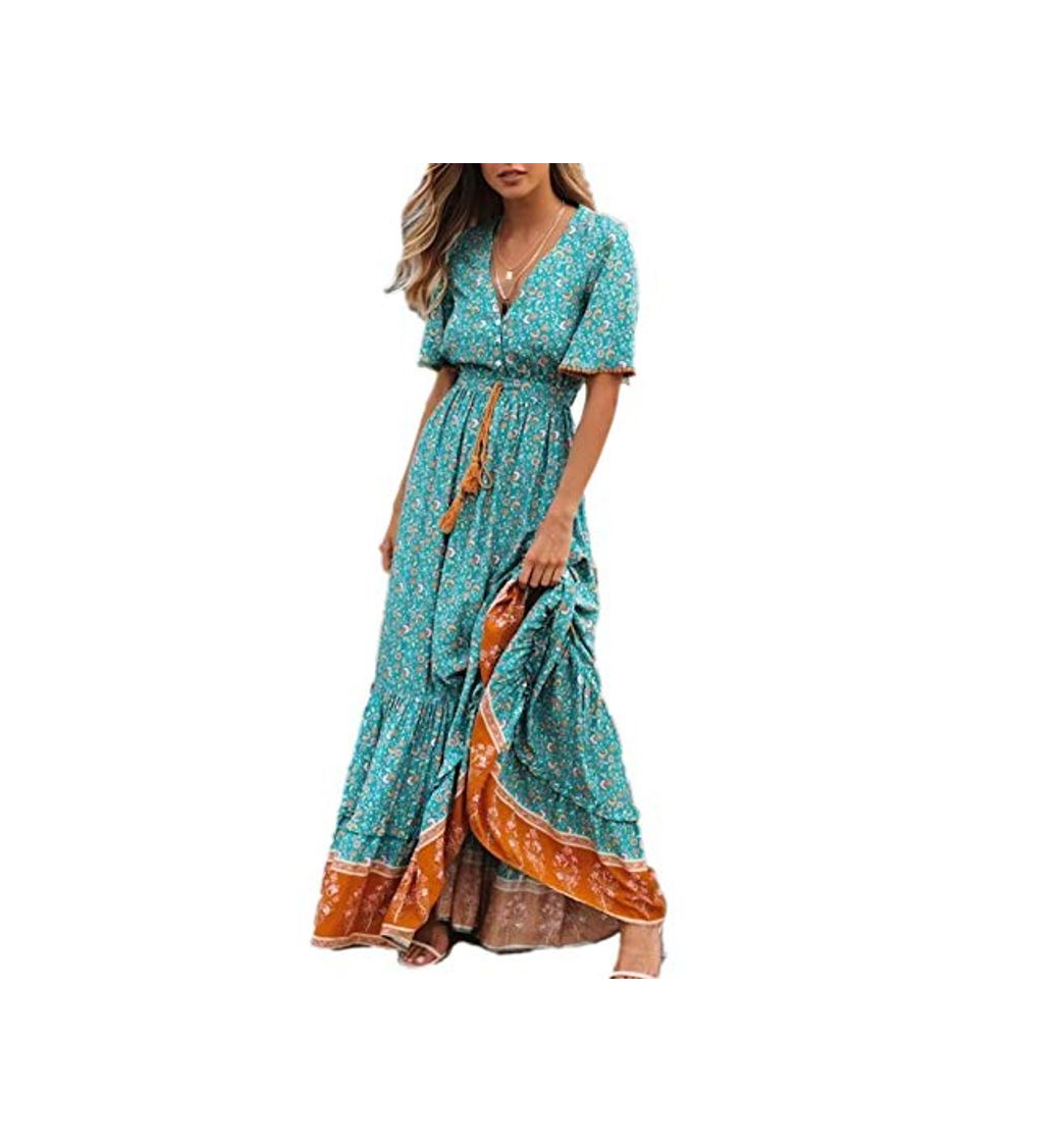 Fashion Vestido Mujer Bohemio Largo Verano Playa Fiesta Floral/Polka Dot Maxi Vestidos Cóctel