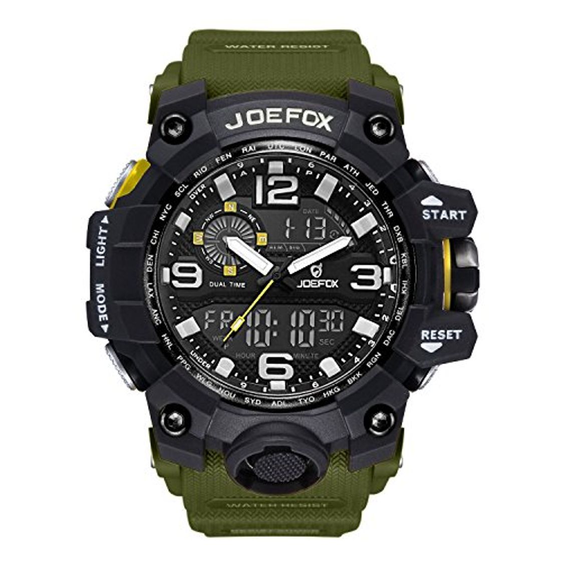 Fashion Reloj de pulsera analógico-digital para hombre. Diseño deportivo y militar