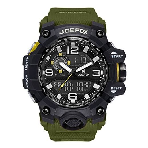 Reloj de pulsera analógico-digital para hombre. Diseño deportivo y militar