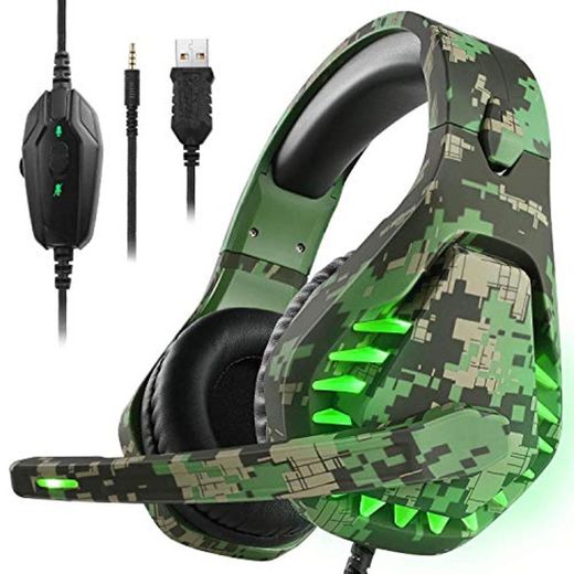Auriculares para juegos para PS4 Xbox One PC Auriculares con micrófono Luz