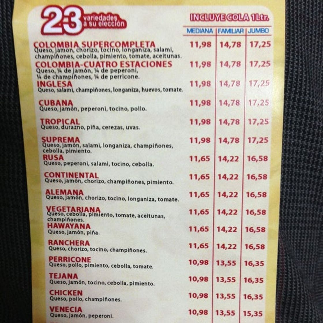 Restaurants Colombia Pizza