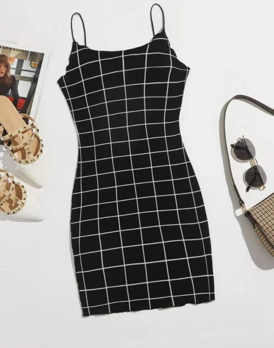 Social Trim Grid Bodycon Dress
