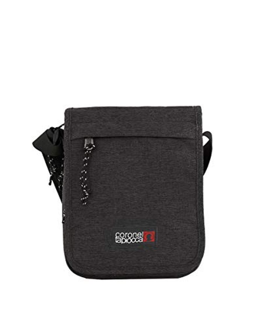 Fashion Bolso para Hombre Bolso Bandolera Coronel Tapiocca Casual con Solapa Bolsillos y Cremallera Denim 24 cm Negro