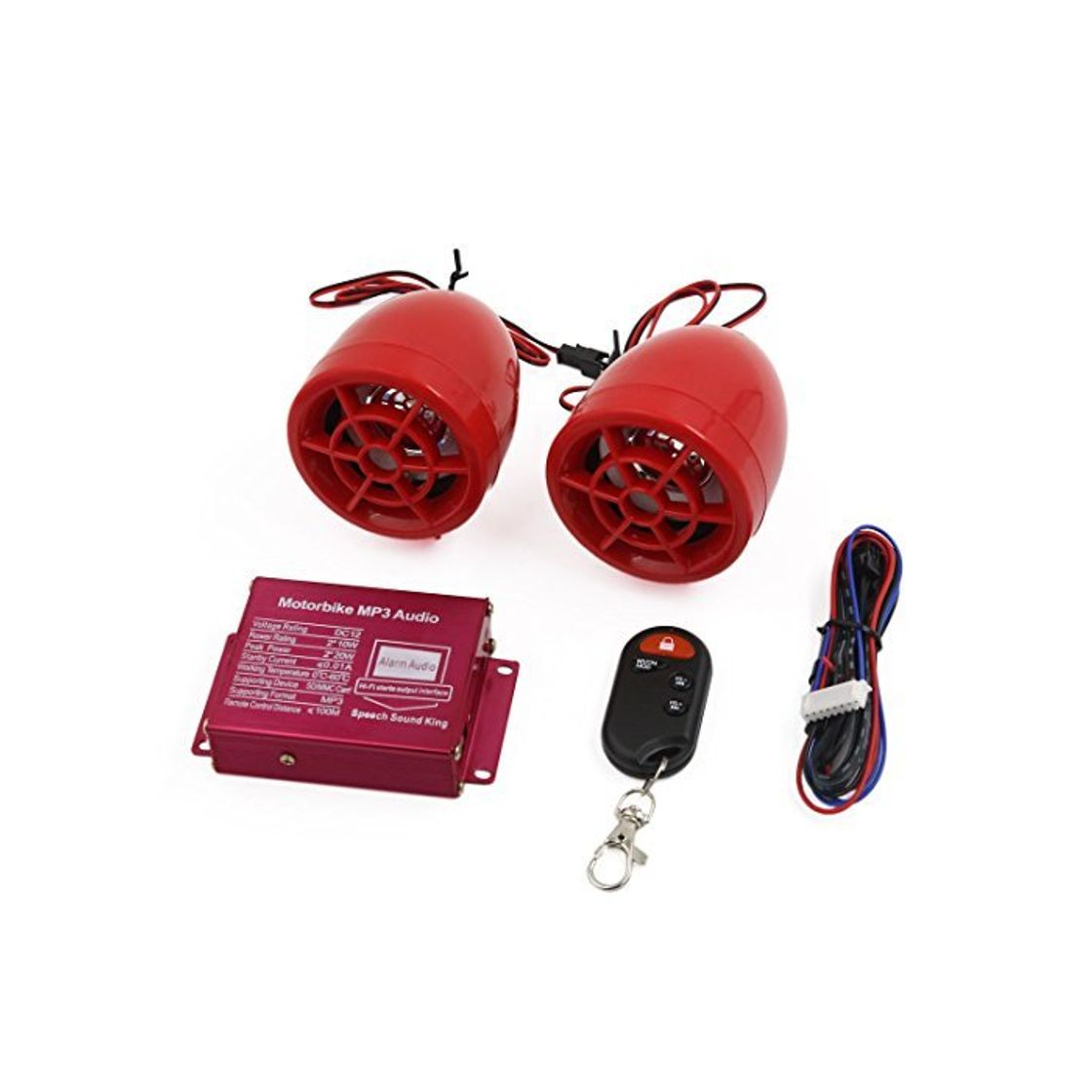 Producto Alarme DealMux Red Motorcycle Moto MP3 Speaker amplificador de áudio 2pcs Aparelho de som