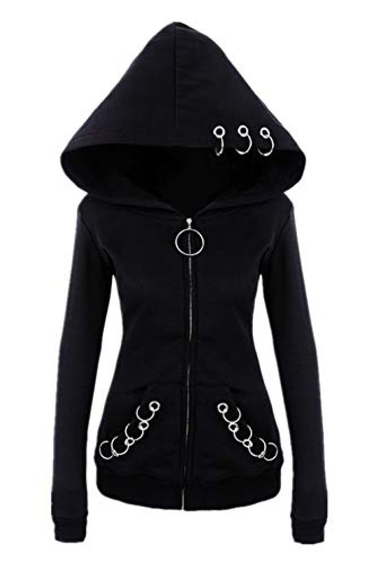 Fashion Mujer Gothic Punk Sudadera con Capucha de Manga Larga Goth Sudaderas