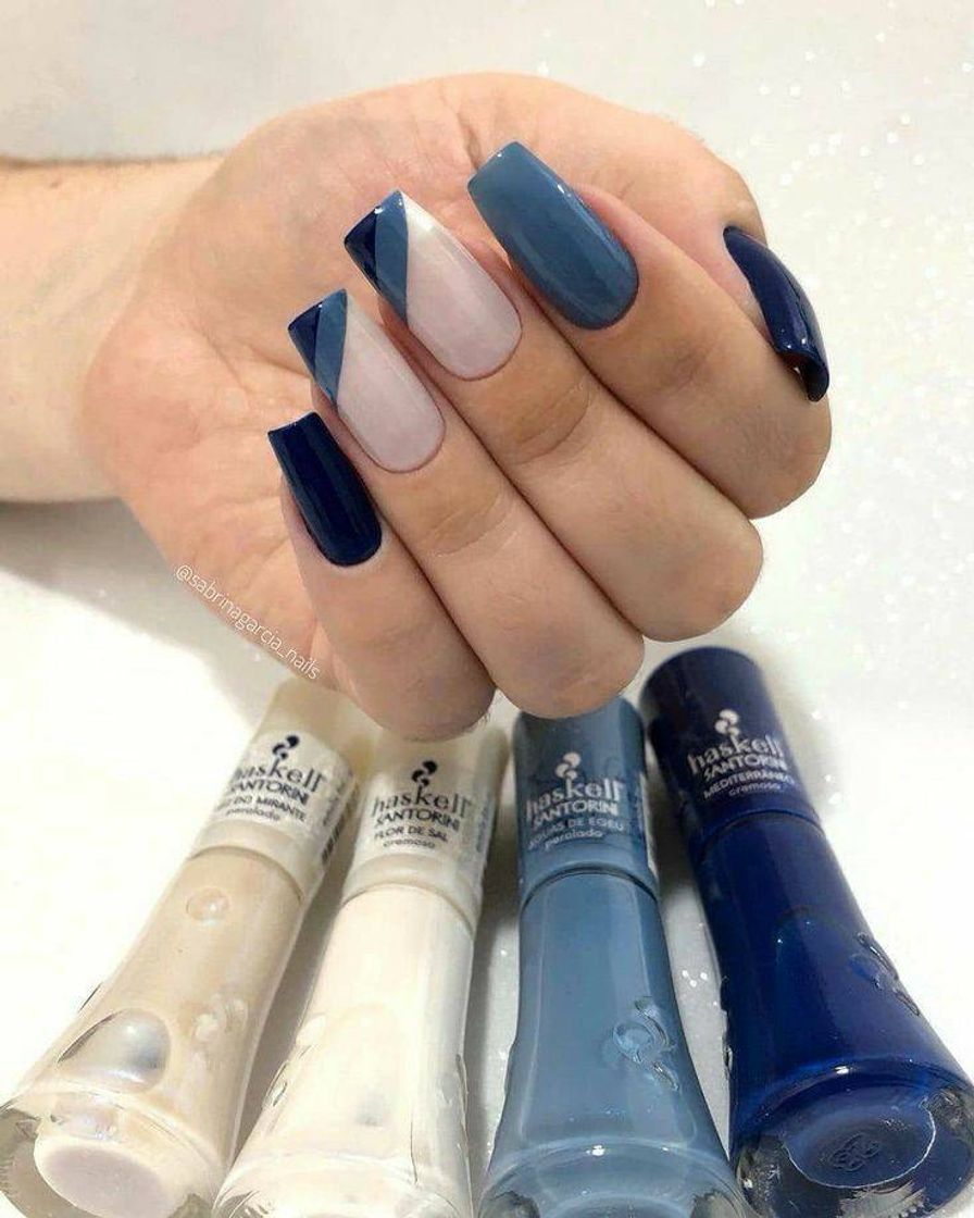 Moda Unhas gradiente azul