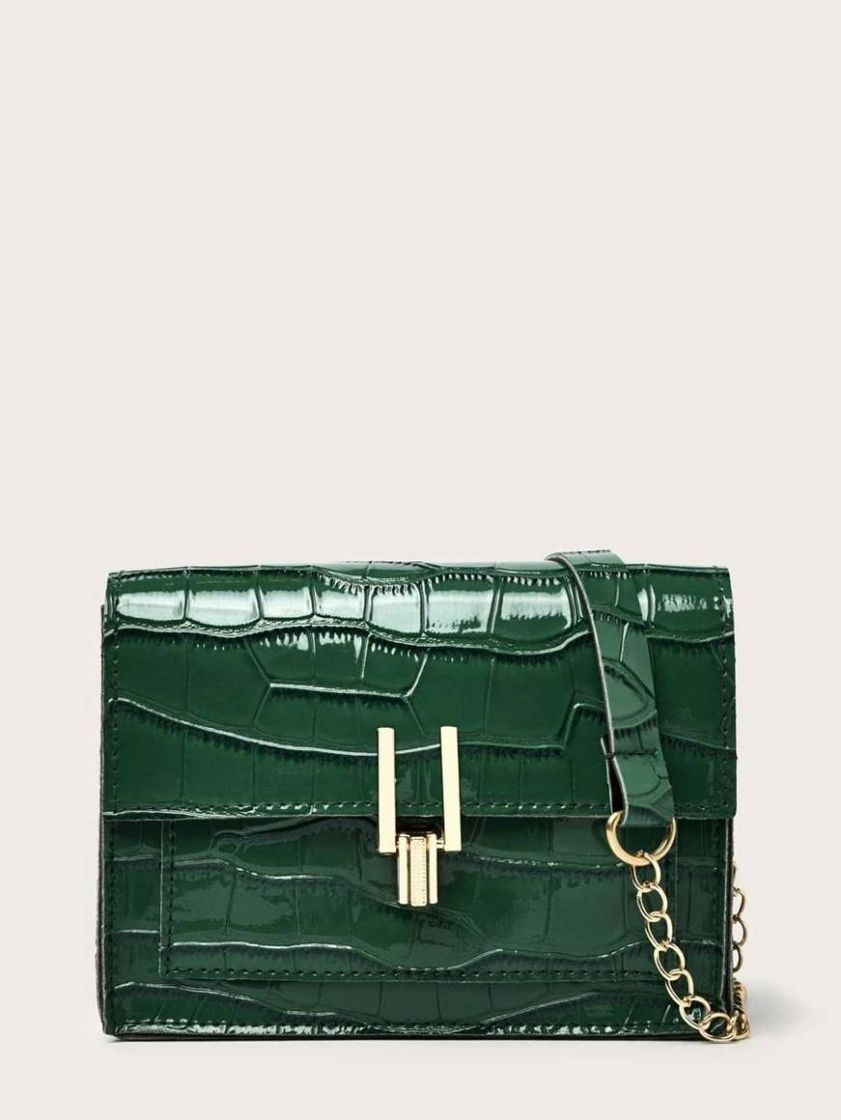 Fashion Bolsa Crossbody Com Aba Em Relevo De Crocodilo