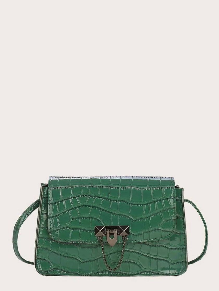 Fashion Bolsa Crossbody Com Relevo De Crocodilo E Fechadura De Metal