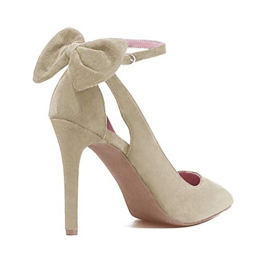 Tomwell Sandalias Mujer Arco Tacón Alto Zapatos Apuntado Zapatos Boda Fiesta Zapatos Beige 34 EU