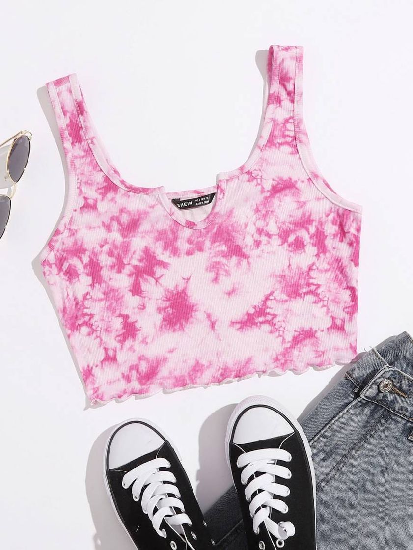 Moda blusa cropped tie-dye rosa