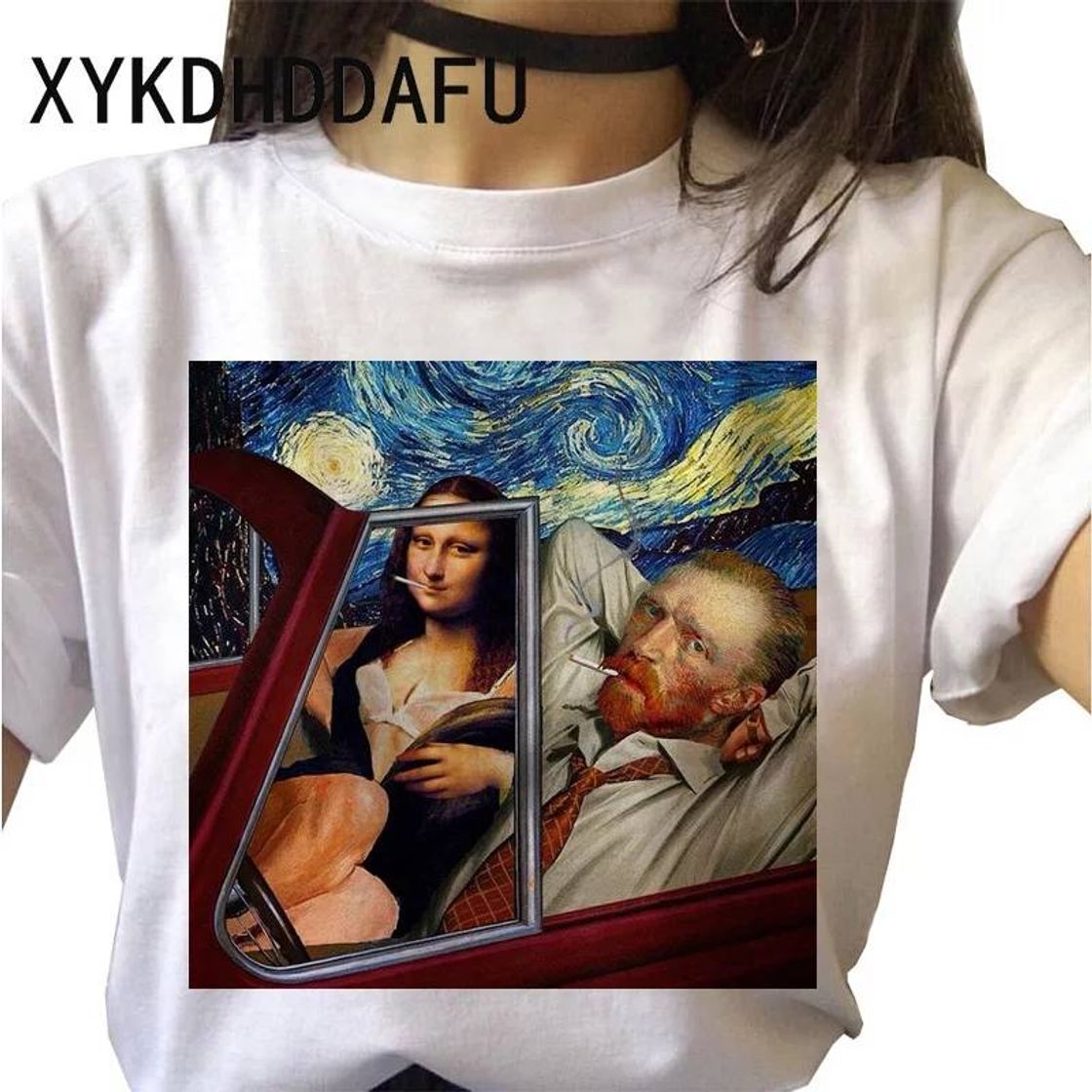 Moda Camiseta feminina van Gogh, arte gráfica, estética, casual