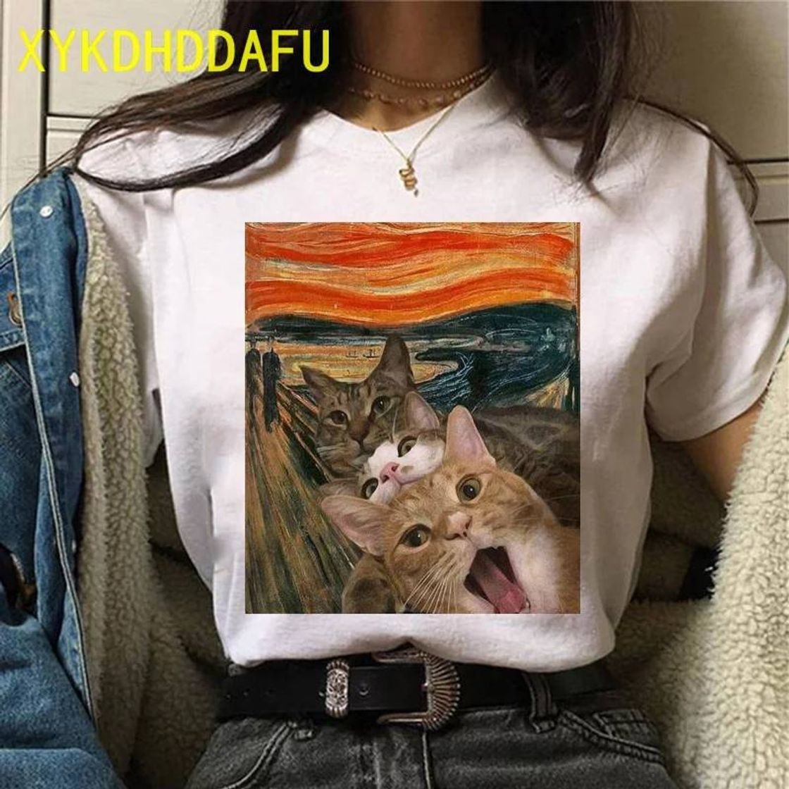 Moda Camiseta gatos