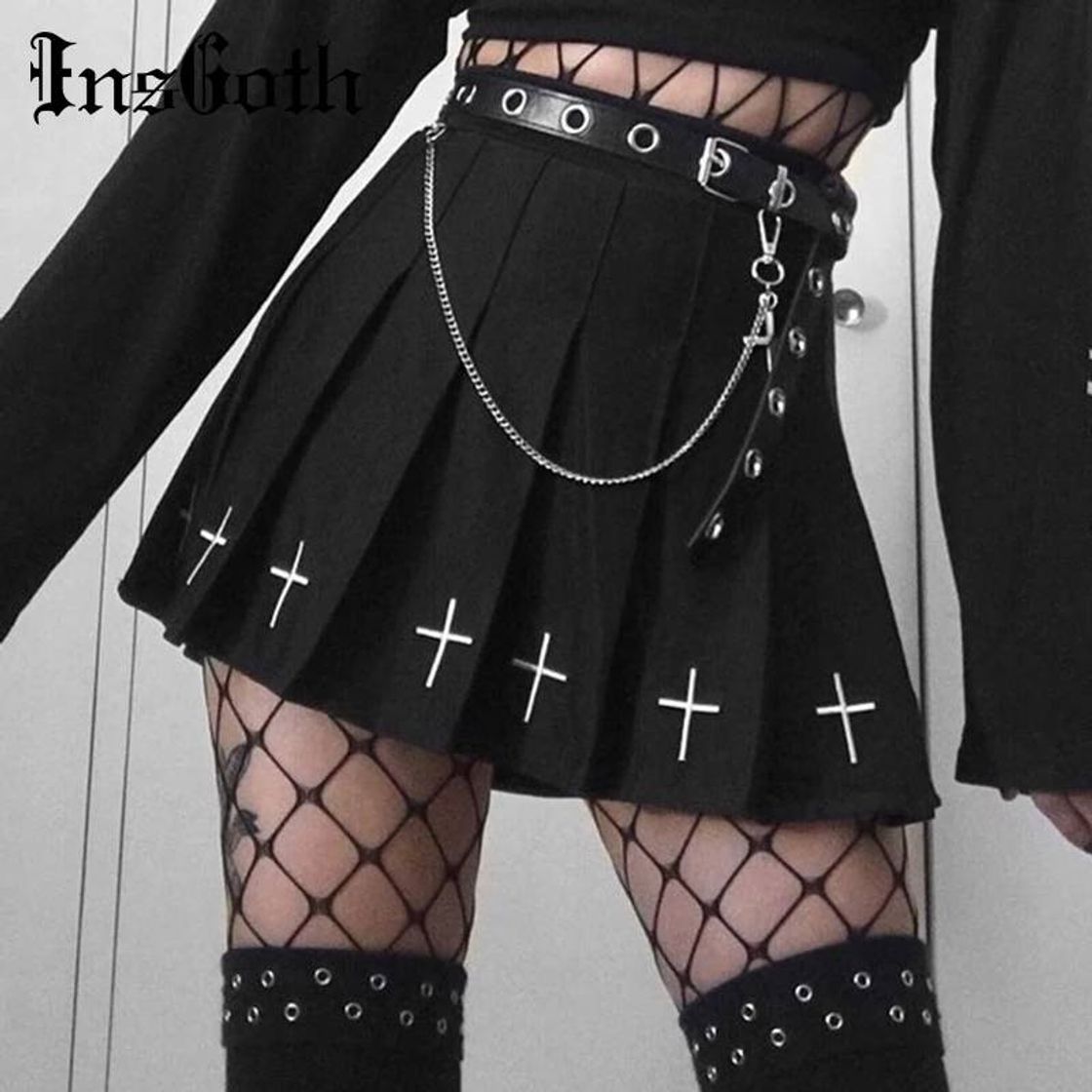 Social Saia plissada gótico alternativo streetwear harajuku