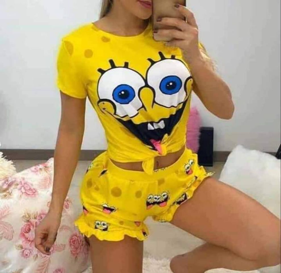 Moda Pijama Baby-doll Bob Esponja😁