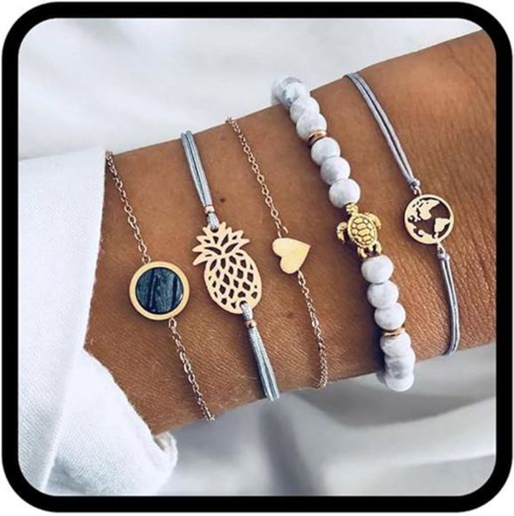 Moda Edary Juego de pulseras de estrella y luna de cristal dorado, personalizadas,