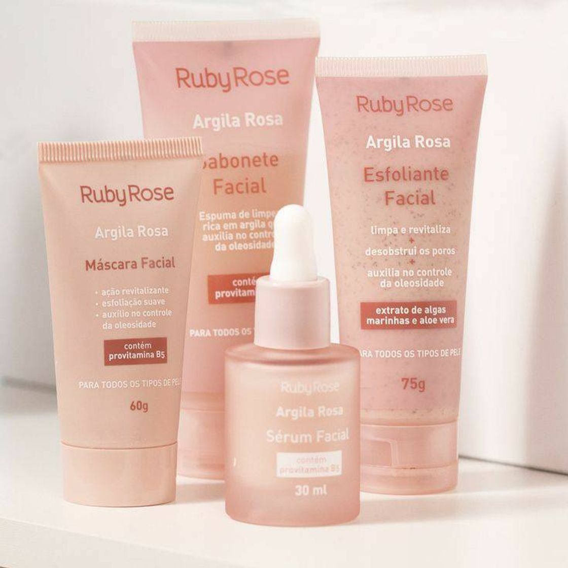 Moda KIT LINHA FACIAL ARGILA ROSA - RUBY ROSE