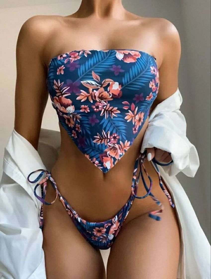 Moda Belo conjunto de biquíni floral 🤭💖🌺