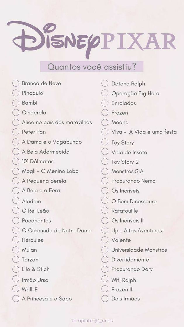 Moda template "quantos vc já assistiu disney pixar"