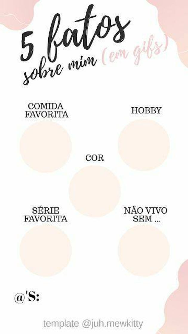 Fashion template "5 fatos sobre mim"