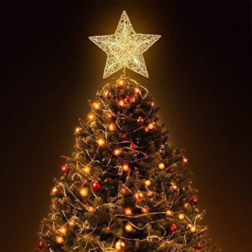 NICEXMAS Estrella de Cinco Puntas Árbol de Navidad LED Decoraciones,Star Treetop Light