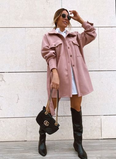 Sobrecamisa abrigo rosa