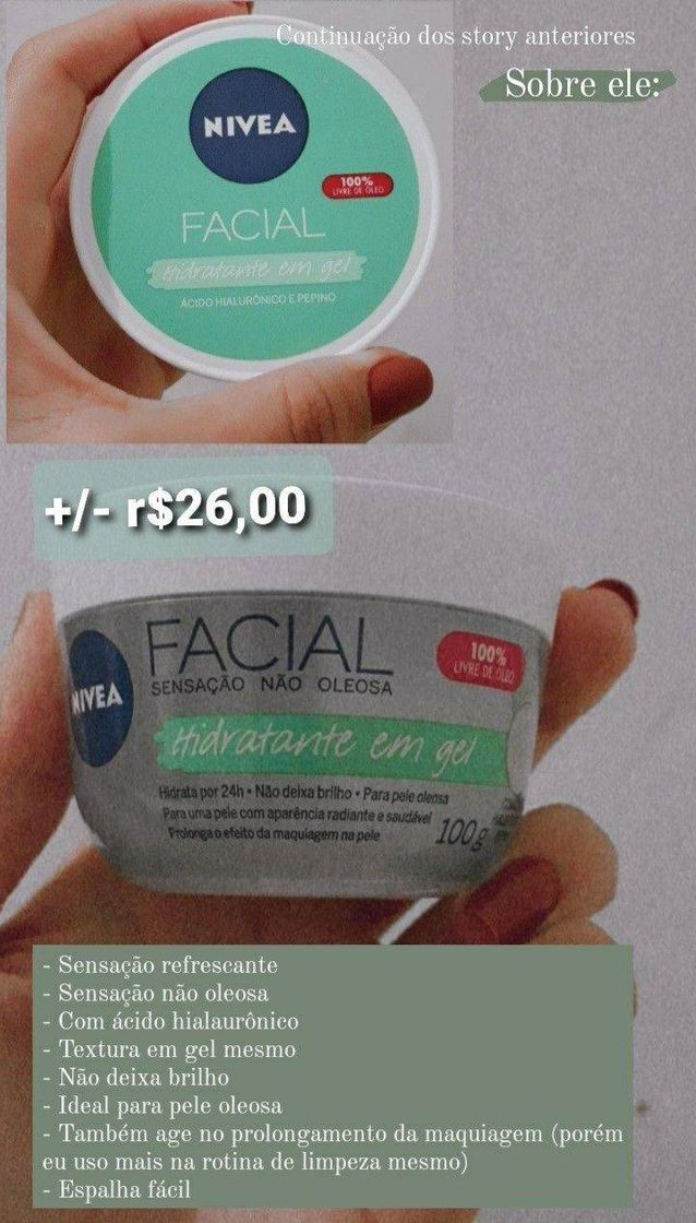 Moda Hidratante facial em gel Nívea