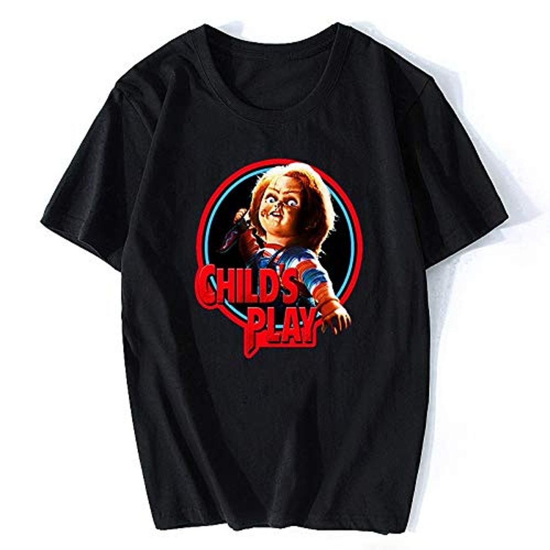 Moda Dkcdrs Chucky Horror T Shirt Men's Aesthetic Cotton Vintage Black T