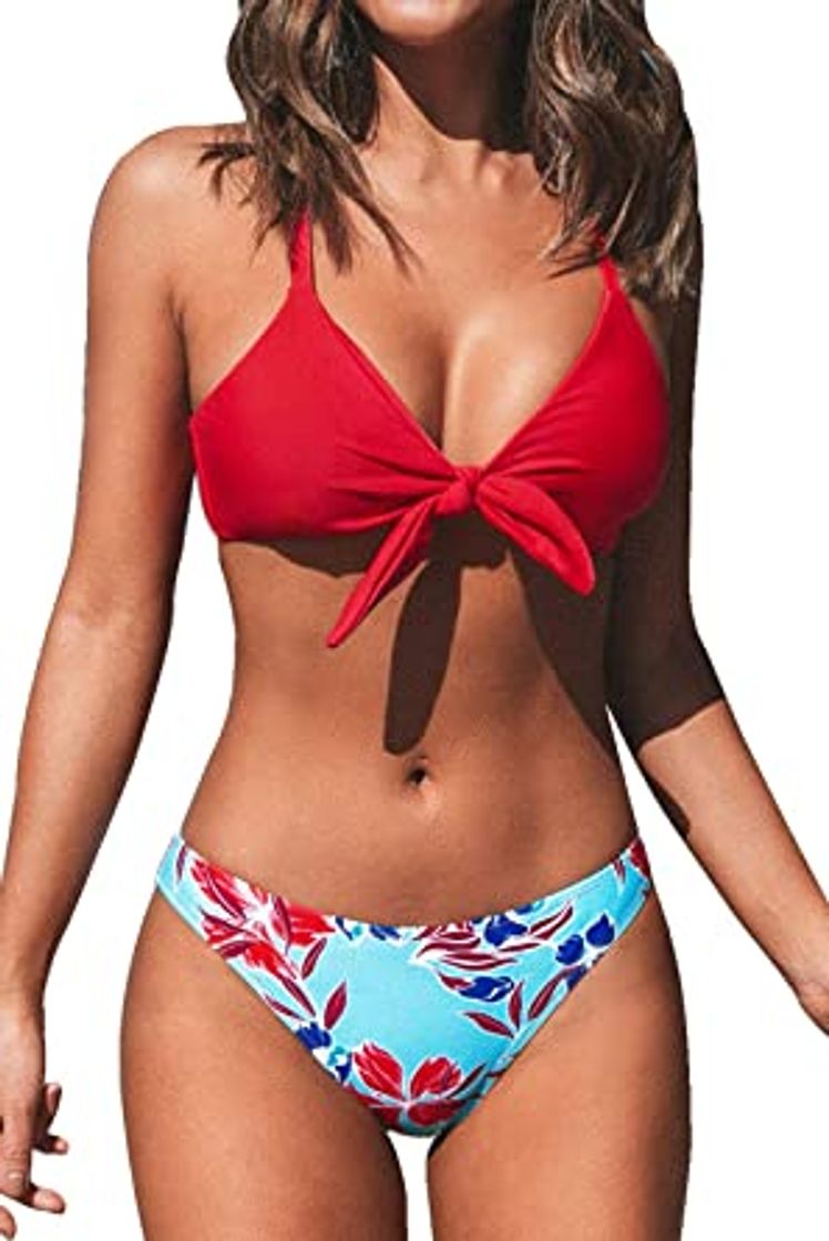 Producto CUPSHE Mujer Traje De Baño Push up Sujetador Acolchado Bikini Rojo XXL