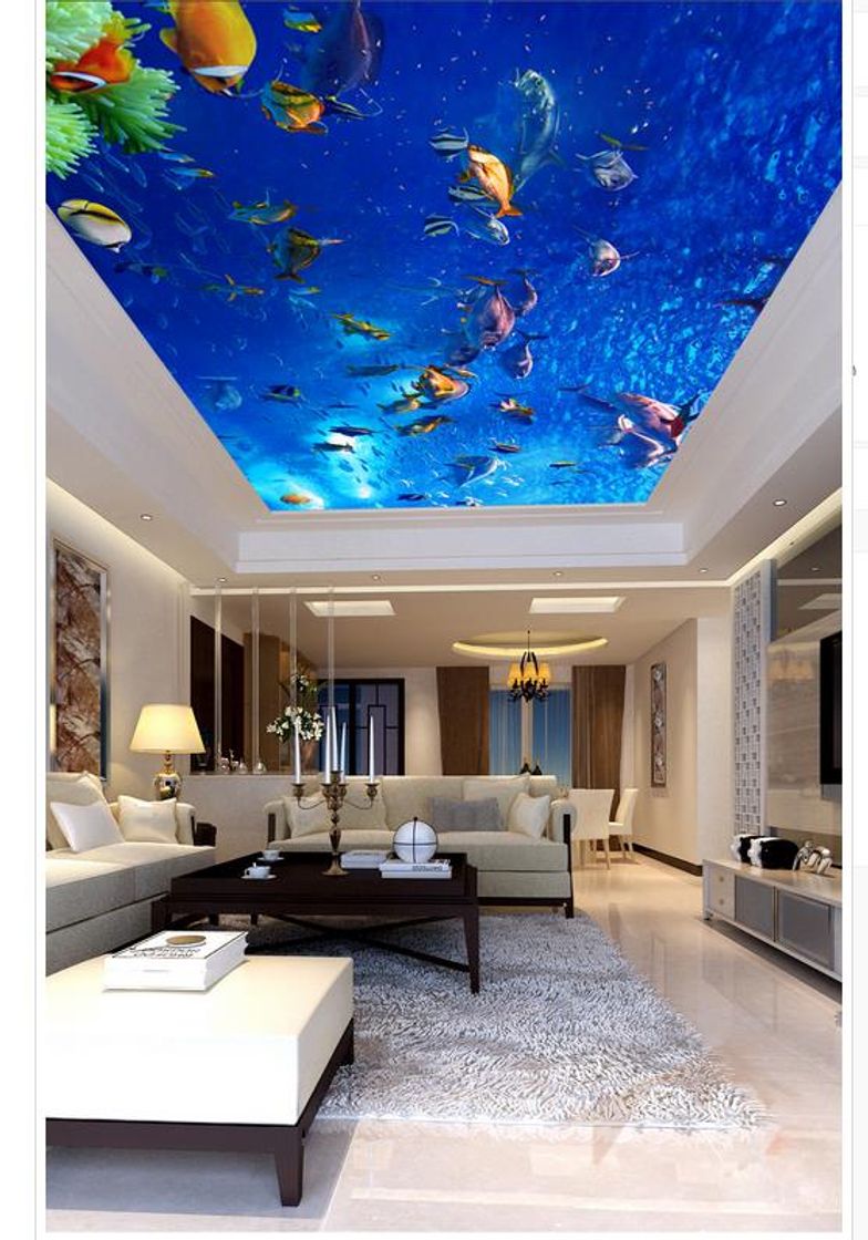 Producto FVeng LIN Carpet Papel Pintado Mundo Submarino oceanario Peces Tropicales Papel Tapiz