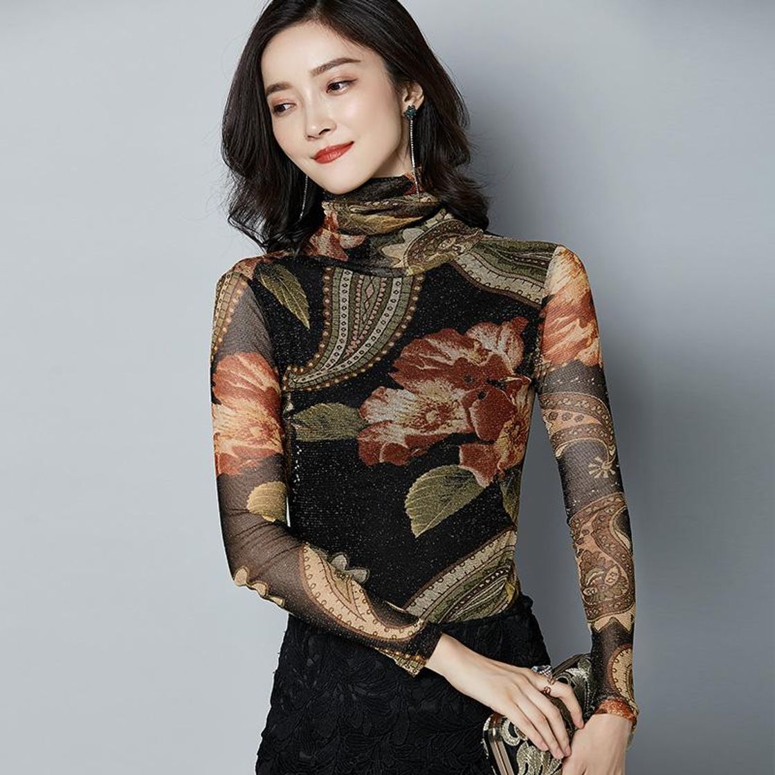 Social Camisa delgada de cuello alto