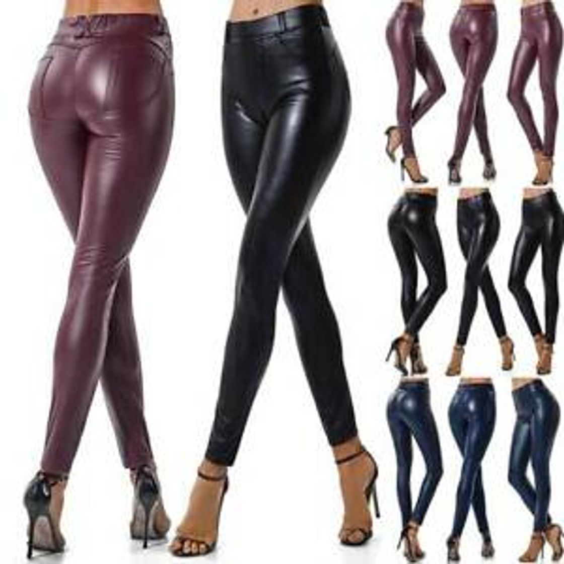 Fashion Leggins cuero elástico