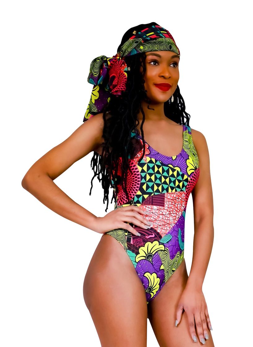 African Print Bikini with name print in the back 