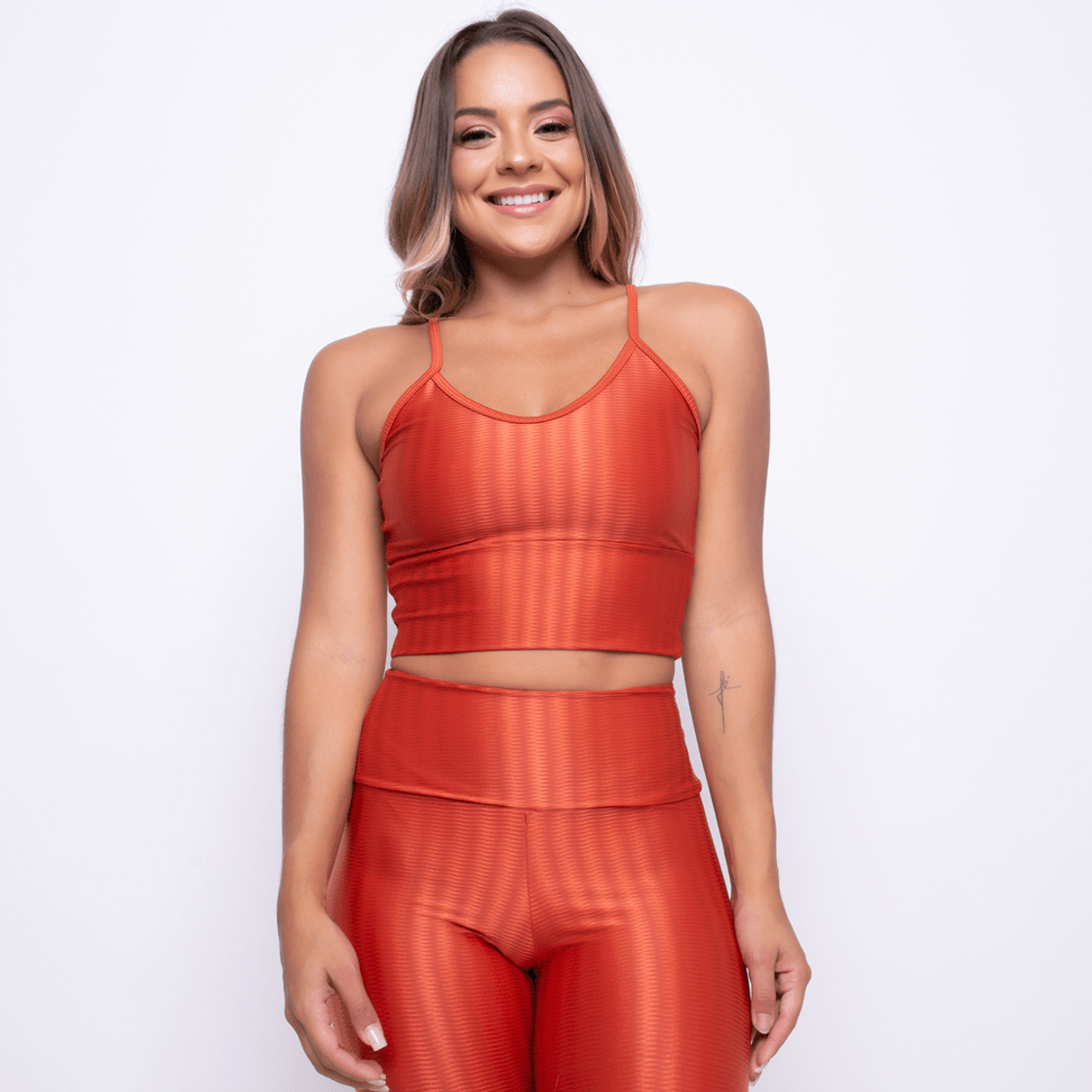 Moda Cropped laranja 