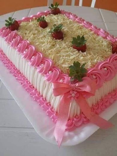 Decoração bolo rosa e branco